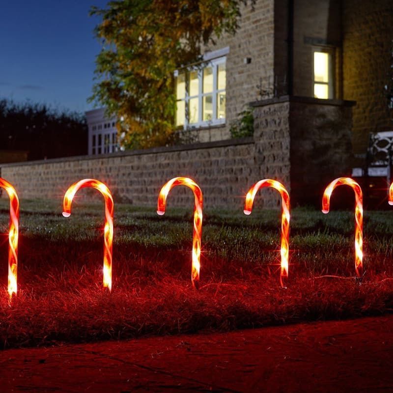 Candy Cane Stake Path Lights - Set of 6