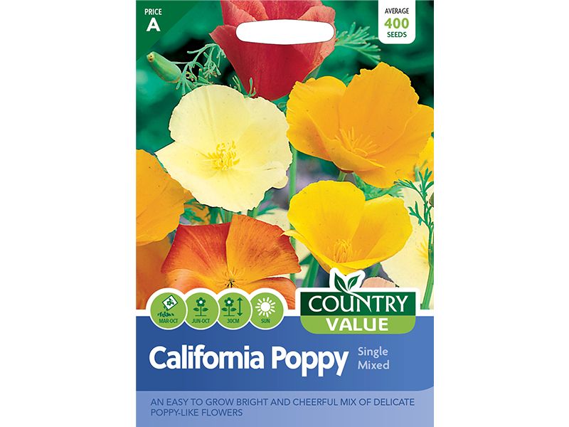 Eschscholzia Californian Poppy 'Single Mixed' Seeds