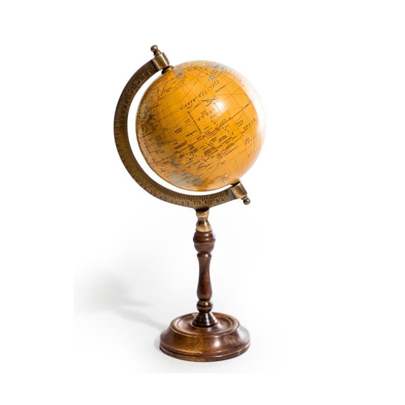 Antique Brown Globe on Brass and Wood Stand