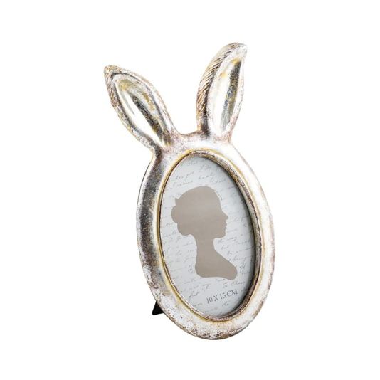 Antique Silver Rabbit Ears Photo Frame - Small