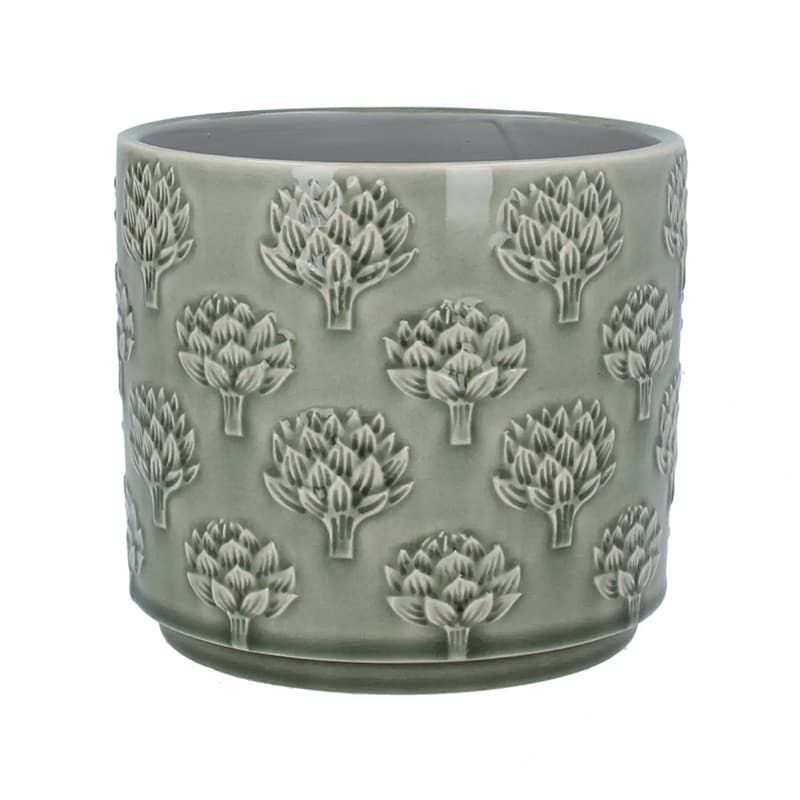 Artichoke Stoneware Pot Cover Green - 14cm