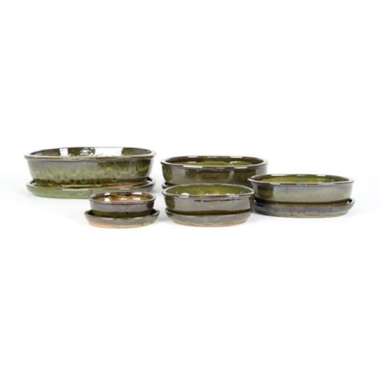 Bonsai Oval Pot Green - 15cm