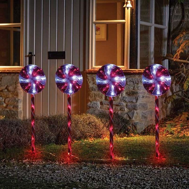 Candy Swirl Stake Lights Large Set of Four