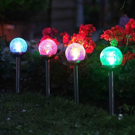 Crackle Globe Solar Stake Light Pack of Five