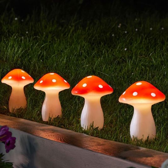 Fairy Mushroom Stake Lights Set of Four