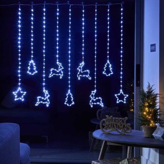 Festive Curtain Lights 1.2m - Cool White