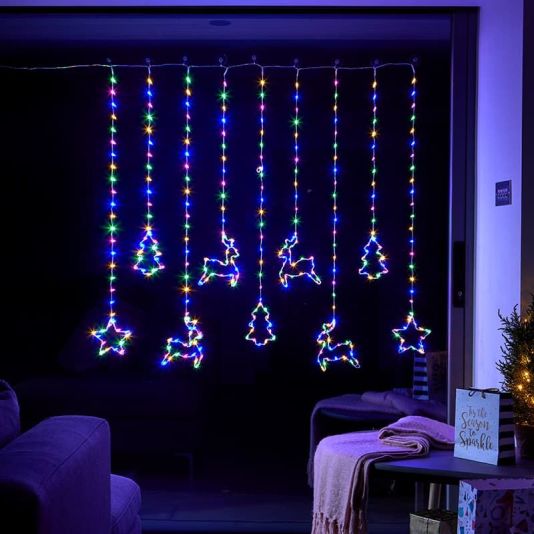 Festive Curtain Lights 1.2m - Multicolour