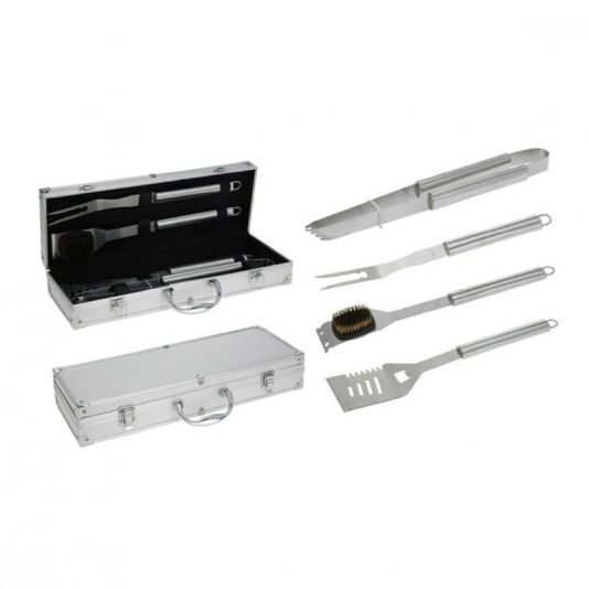 Four Piece Barbecue Tool Set with Aluminium Case