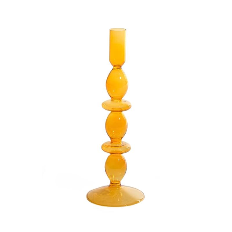 Glass Candle Holder in Orange/Amber