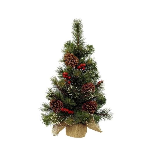 Ipswich Pine Mini Christmas Tree with Snow, Berries & Pinecones - 45cm