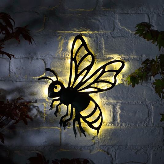 Metal Buzzy Bee Solar Wall Light