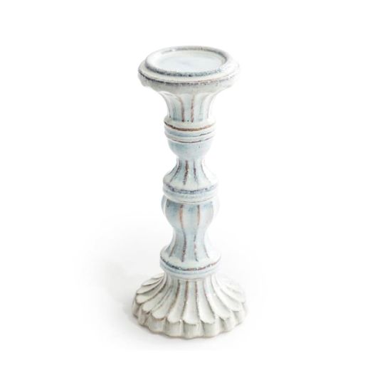 Ornate Ceramic Candle Holder Aged White