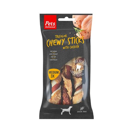 Pets Unlimited Chewy Sticks with Chicken Medium 100g