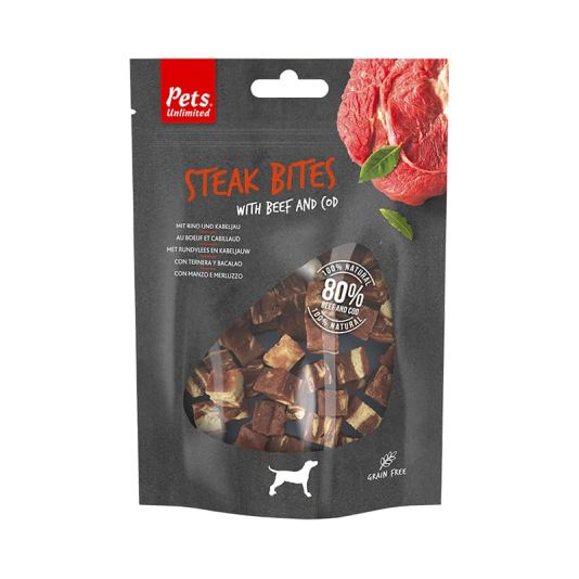 Pets Unlimited Steak Bites Beef 100g