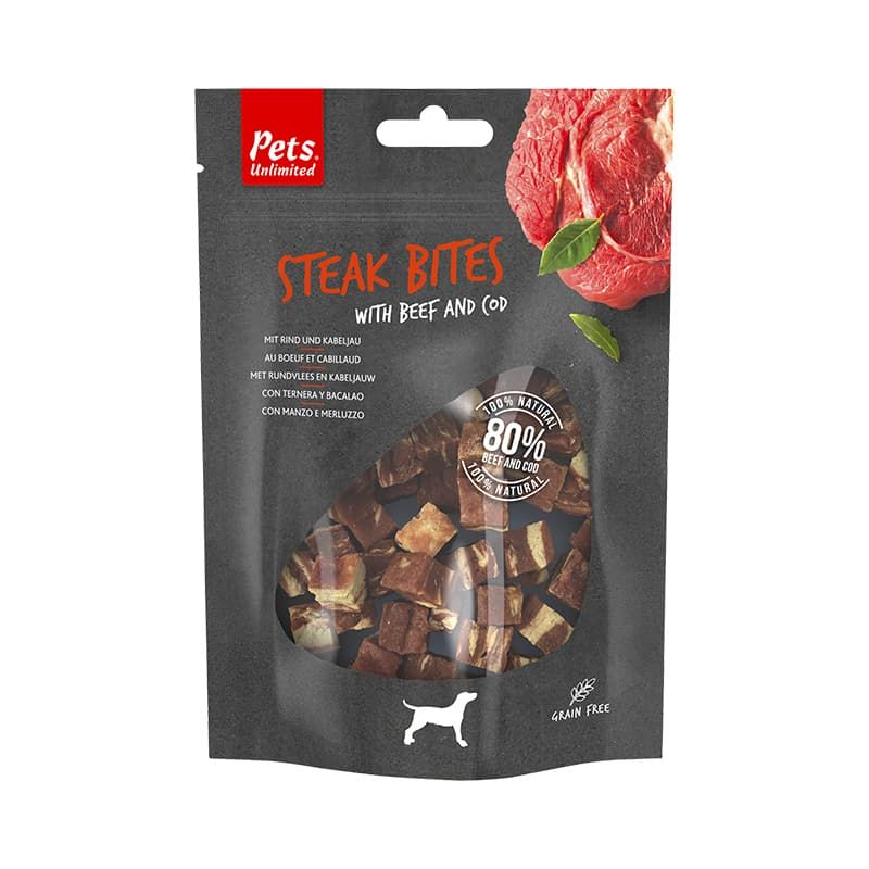 Pets Unlimited Steak Bites Beef 100g