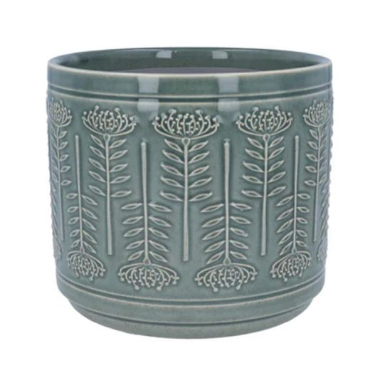 Protea Stoneware Pot Cover Dark Sage - 14cm