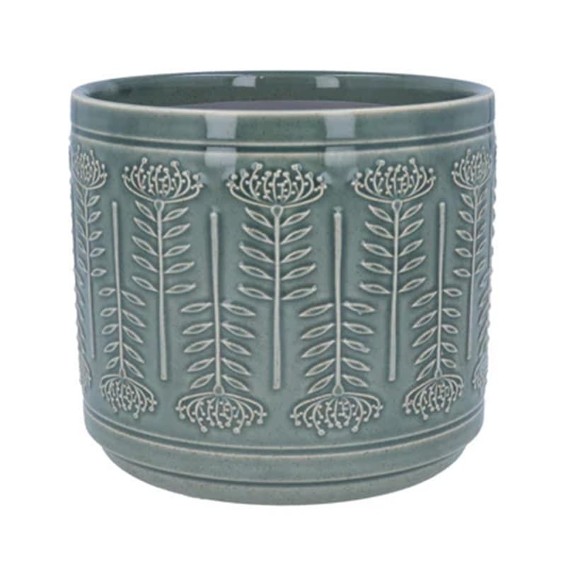 Protea Stoneware Pot Cover Dark Sage - 14cm