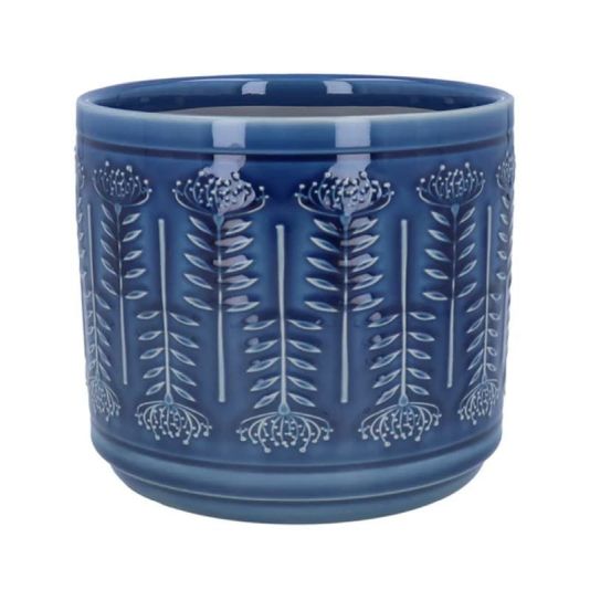 Protea Stoneware Pot Cover Navy - 14cm