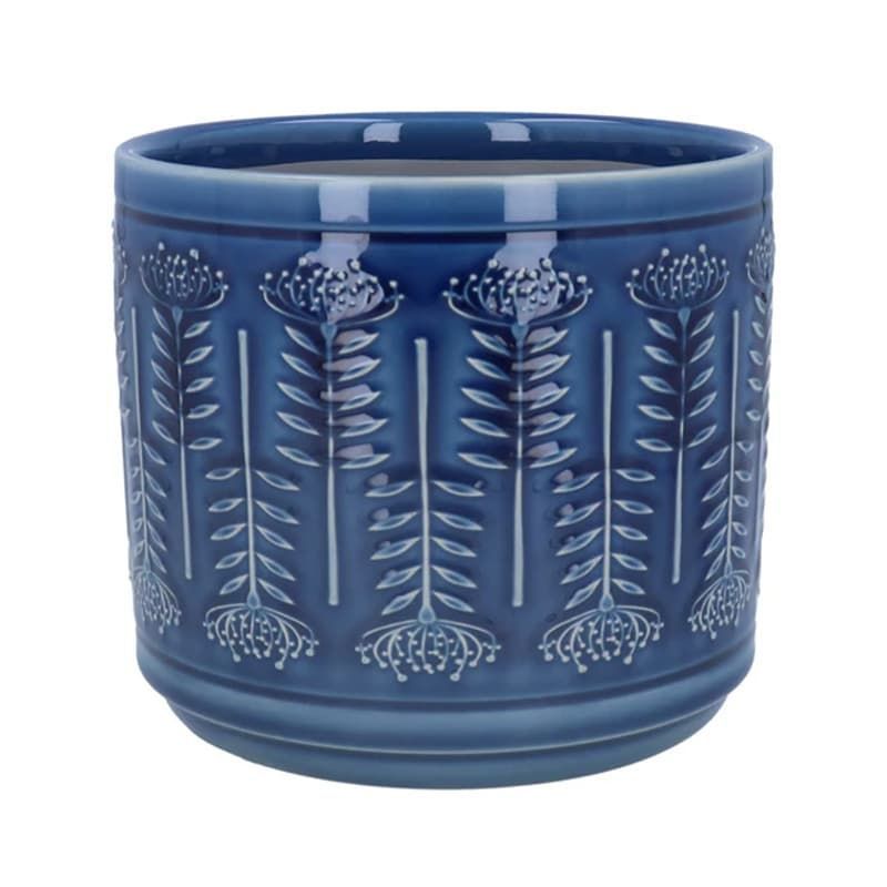 Protea Stoneware Pot Cover Navy - 14cm