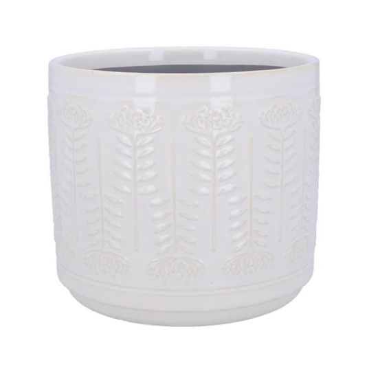 Protea Stoneware Pot Cover White - 20cm