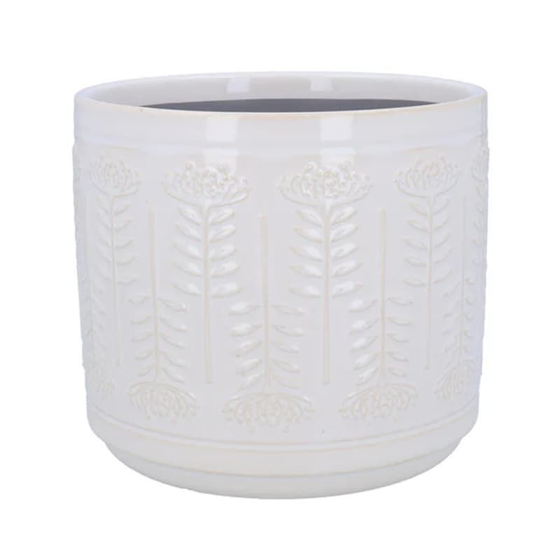 Protea Stoneware Pot Cover White - 20cm