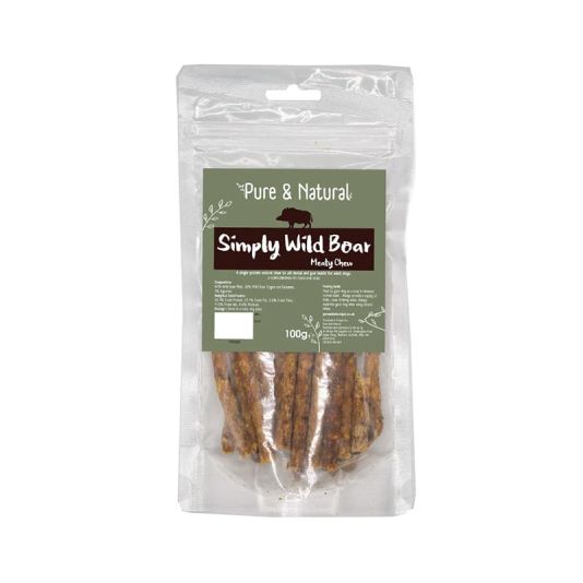 Pure & Natural Meaty Chews 100g - Simply Wild Boar