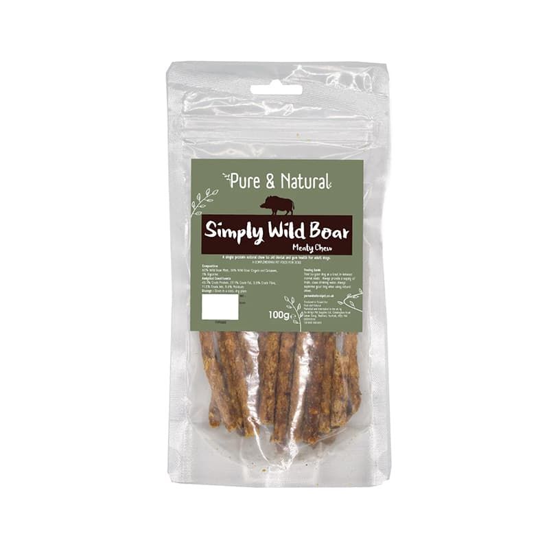 Pure & Natural Meaty Chews 100g - Simply Wild Boar