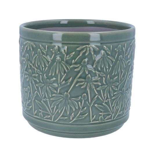 Rudbeckia Stoneware Pot Cover Dark Sage - 14cm