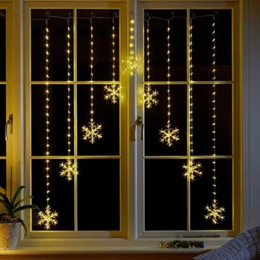 Snowflake Curtain Lights 1.2m - Warm White