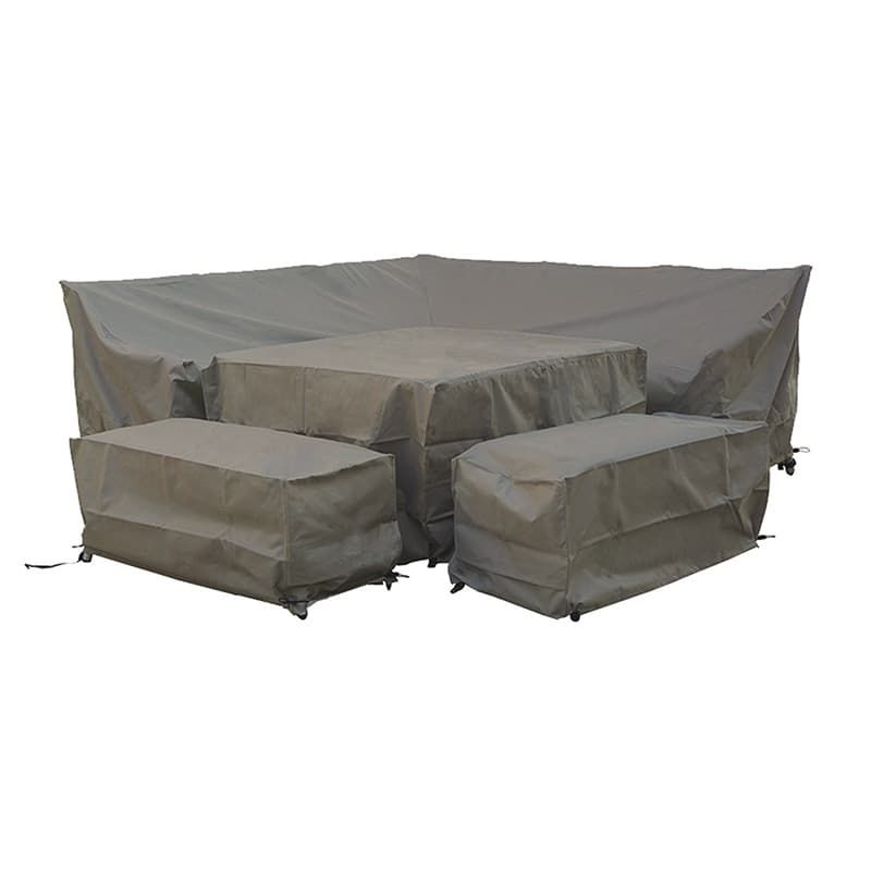 Square Corner Set Covers Khaki - Corner Sofa, Table & 2 Benches