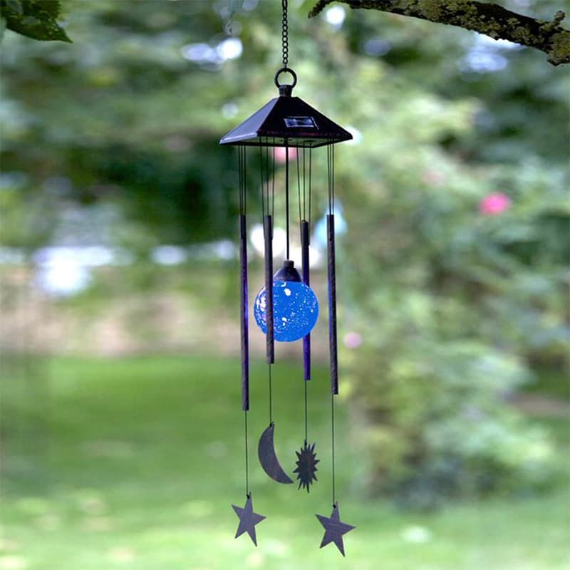 Sun, Moon & Star Wind Chime with Solar Light