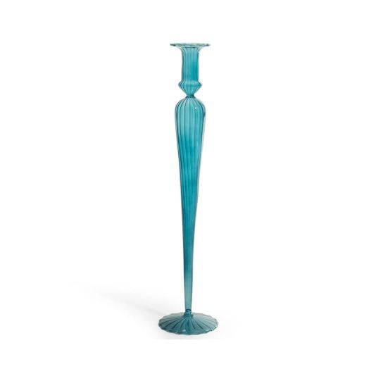 Tall Blue Glass Candle Holder